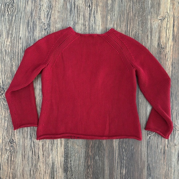J. Jill Knit Sweater Women’s Small Petite 5% Wool Red Gray Embroidered Pullover - Picture 2 of 10